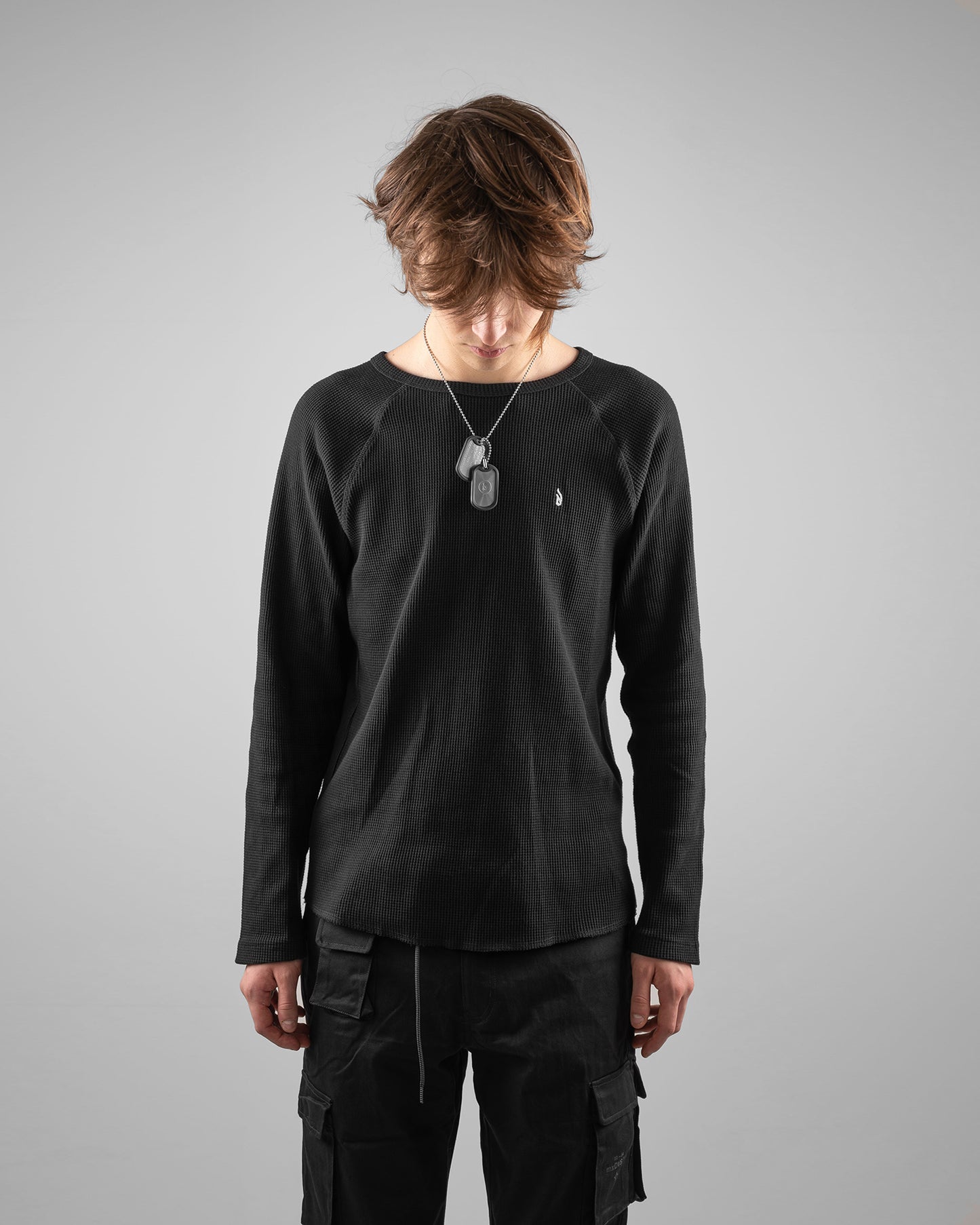 'D' Waffle Knit Long Sleeve