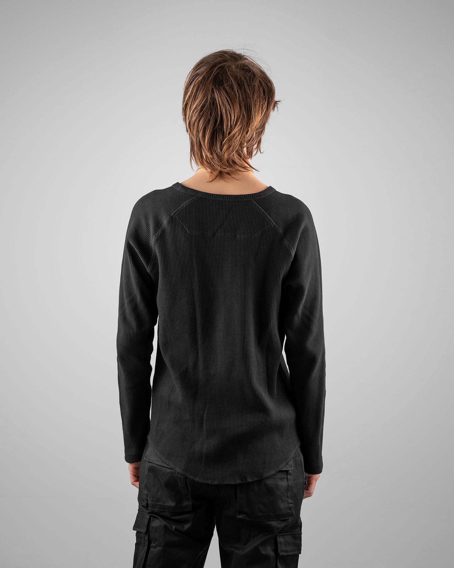 'D' Waffle Knit Long Sleeve