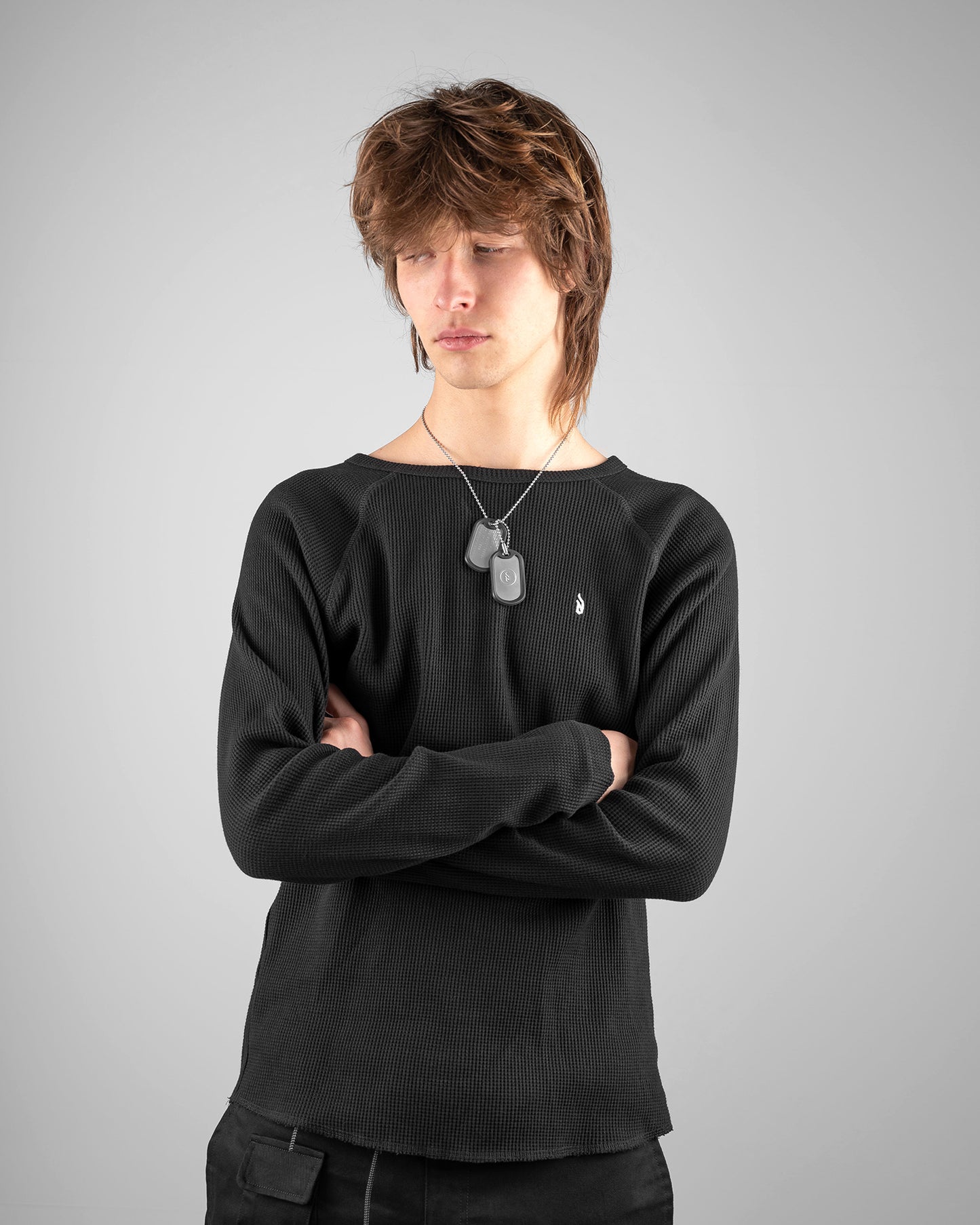 'D' Waffle Knit Long Sleeve
