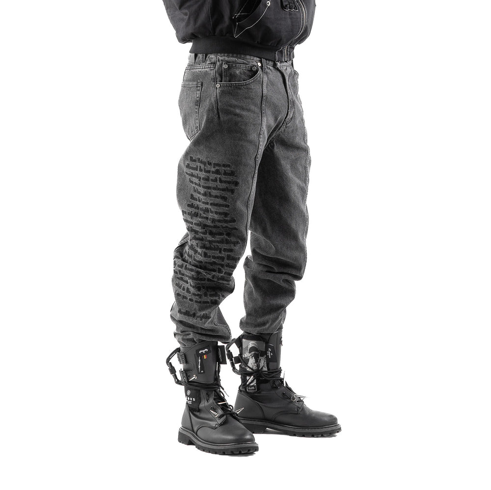 Denim Embroidered Pants