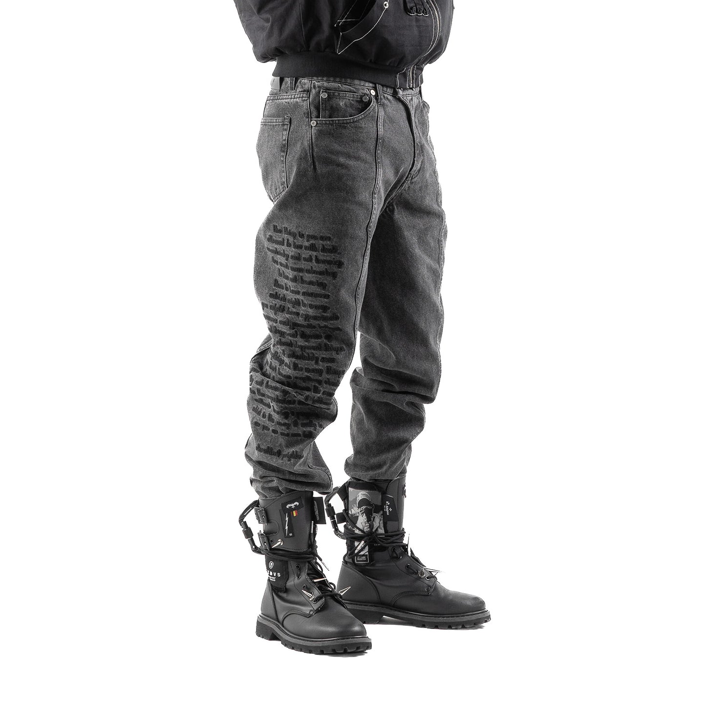 Denim Embroidered Pants