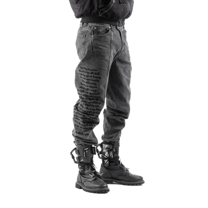 Denim Embroidered Pants