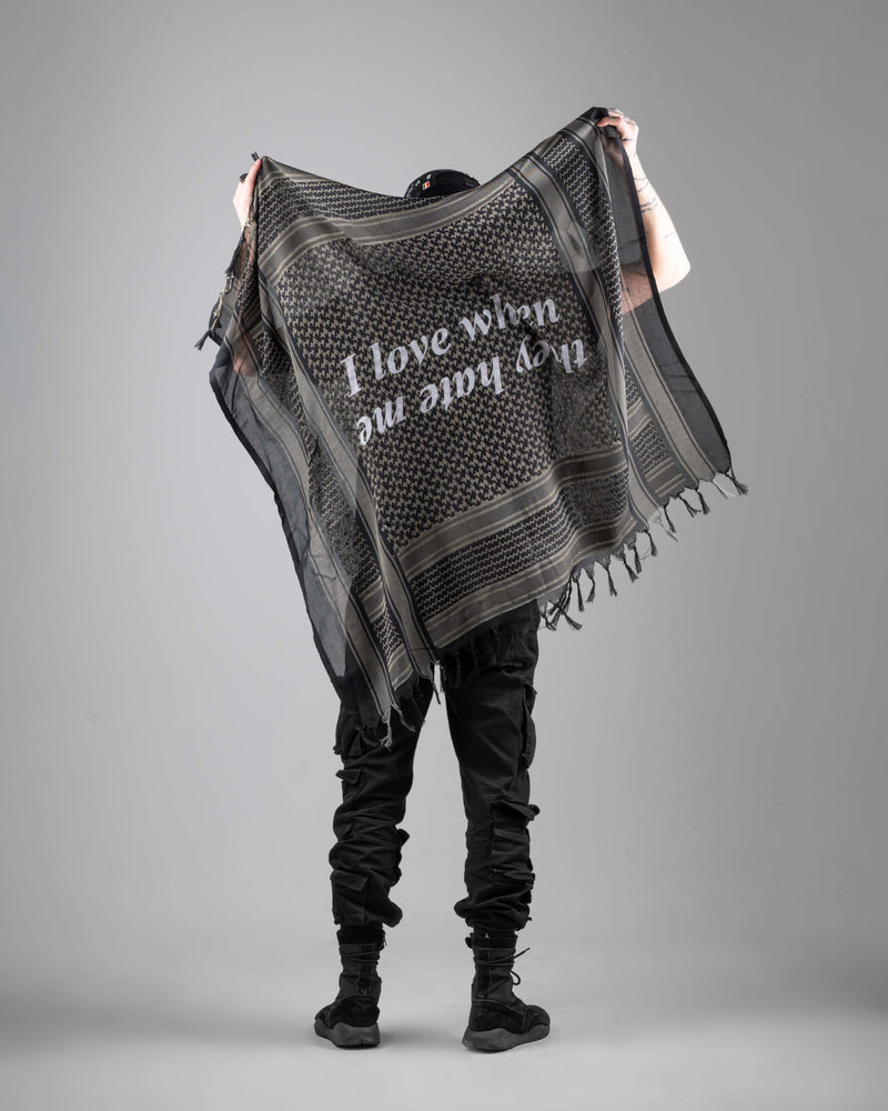 I Love When They Hate Me Keffiyeh by MXDVS, scarf, second view