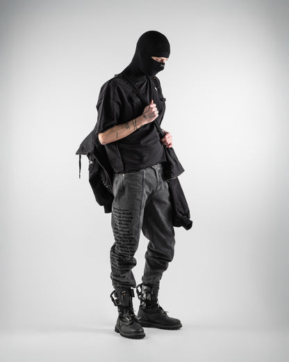 Denim Embroidered Pants